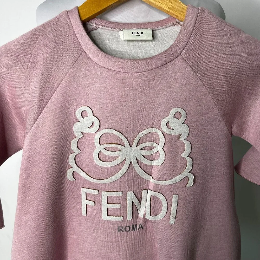 Fendi Kid's Pink Flowy A-Line Ruffle Long Sleeve Dress Size 6 Years - Picture 2 of 14